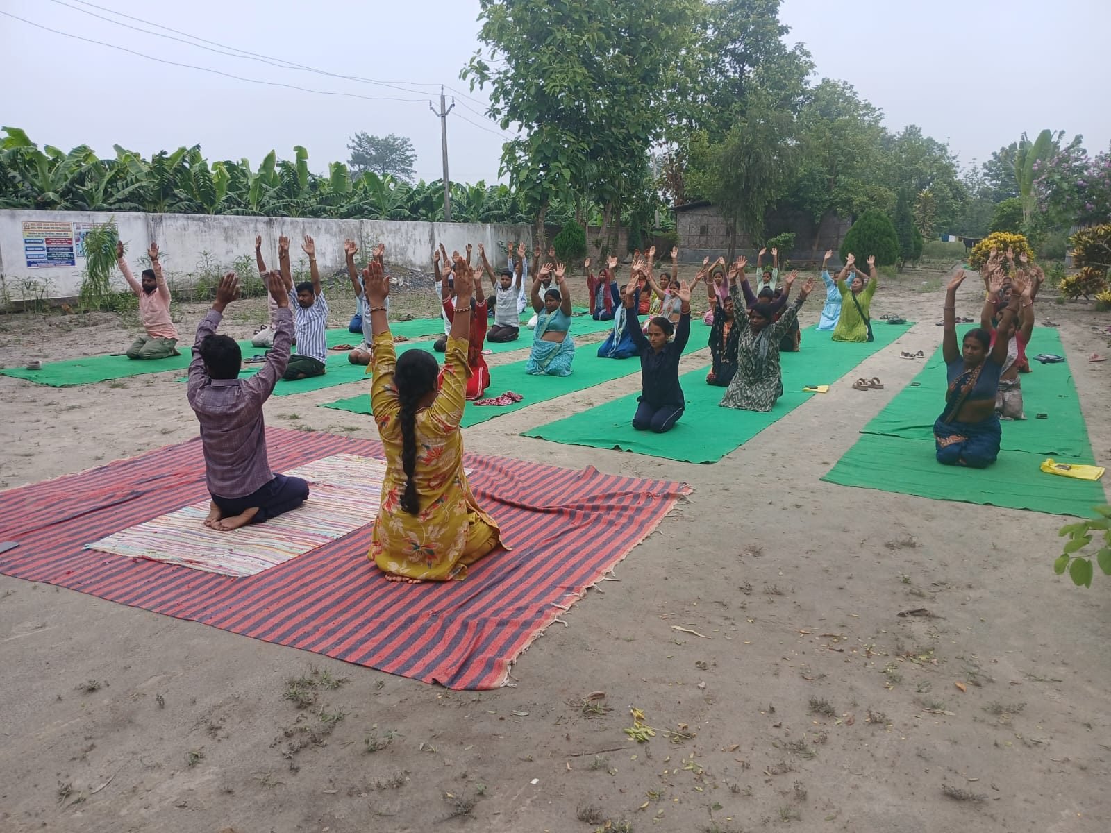 Outdoor standing yoga practice